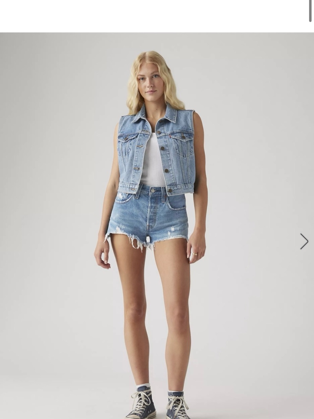 Levi's 501 Blue Denim Cutoff Shorts with Frayed Hem Size 24